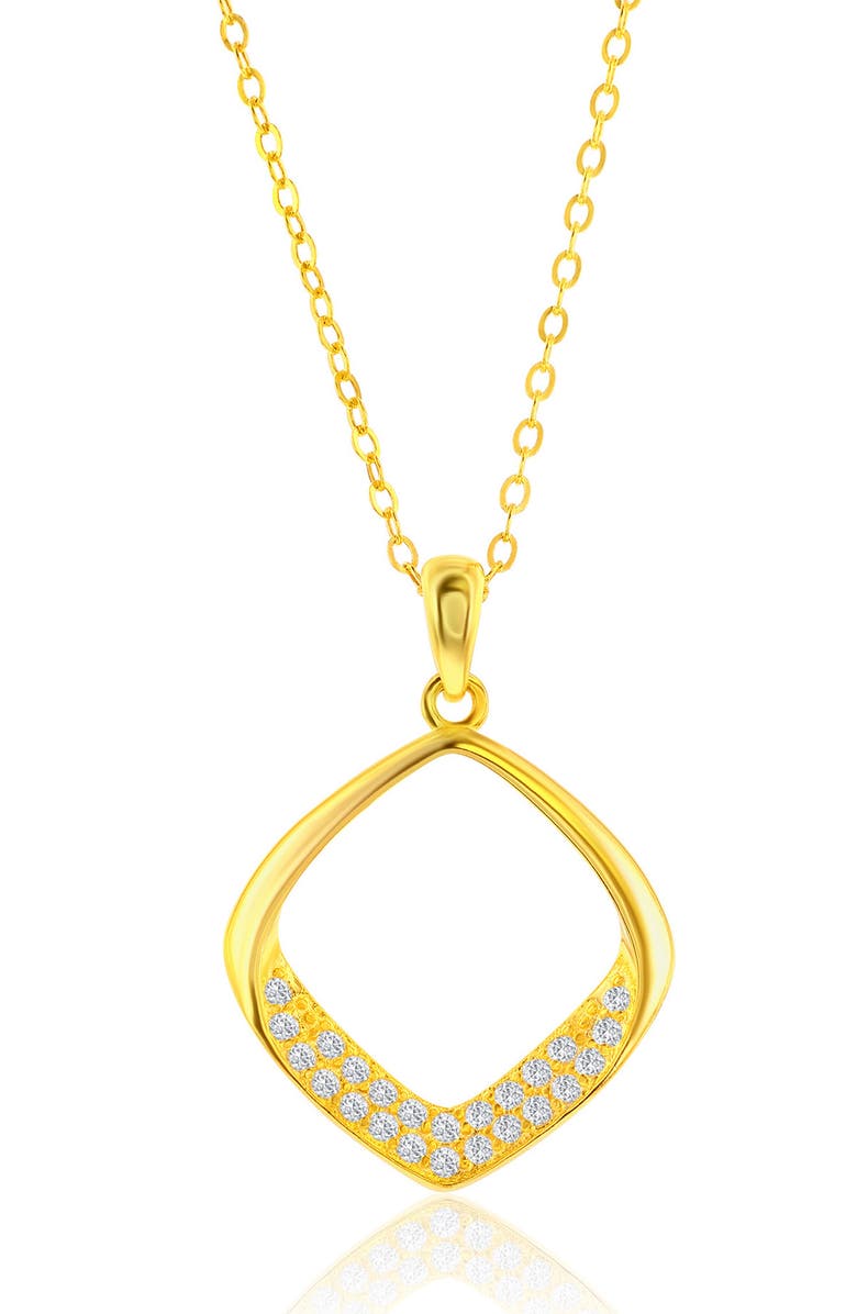 SIMONA Pavé Cubic Zirconia Cushion Drop Earrings & Pendant Necklace Set, Alternate, color, Gold