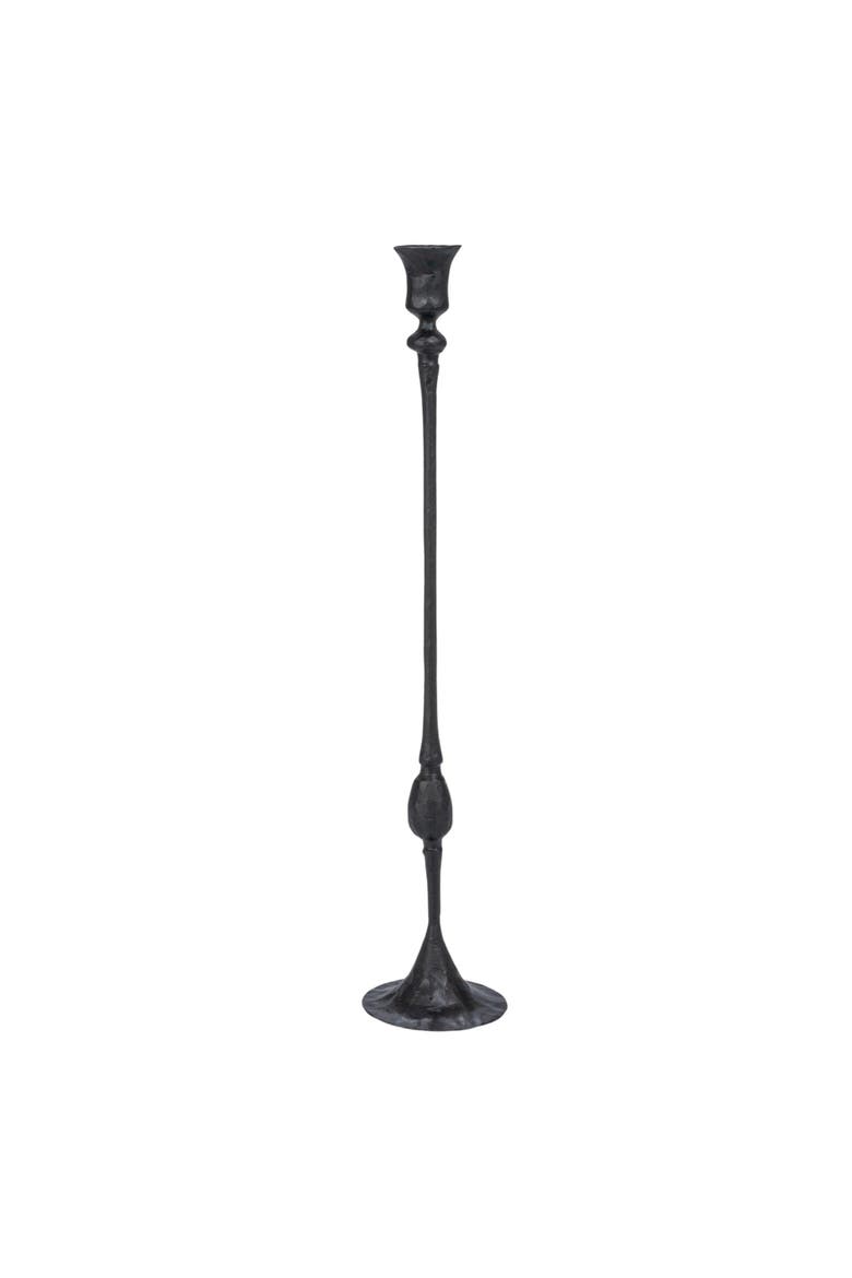 Tall Decorative Hand-Forged Metal Taper Holder, Black, Alternate, color, Black
