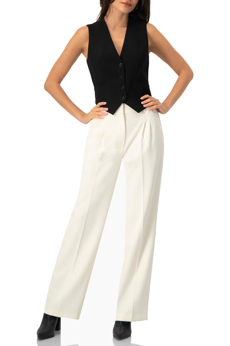 Tailored Sleeveless Vest with Button Closure, Alternate, color, Black