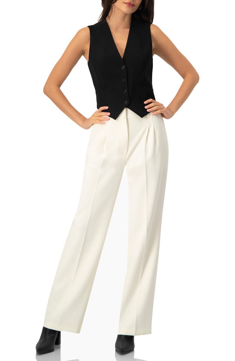 IVONNE Tailored Sleeveless Vest with Button Closure, Alternate, color, Black