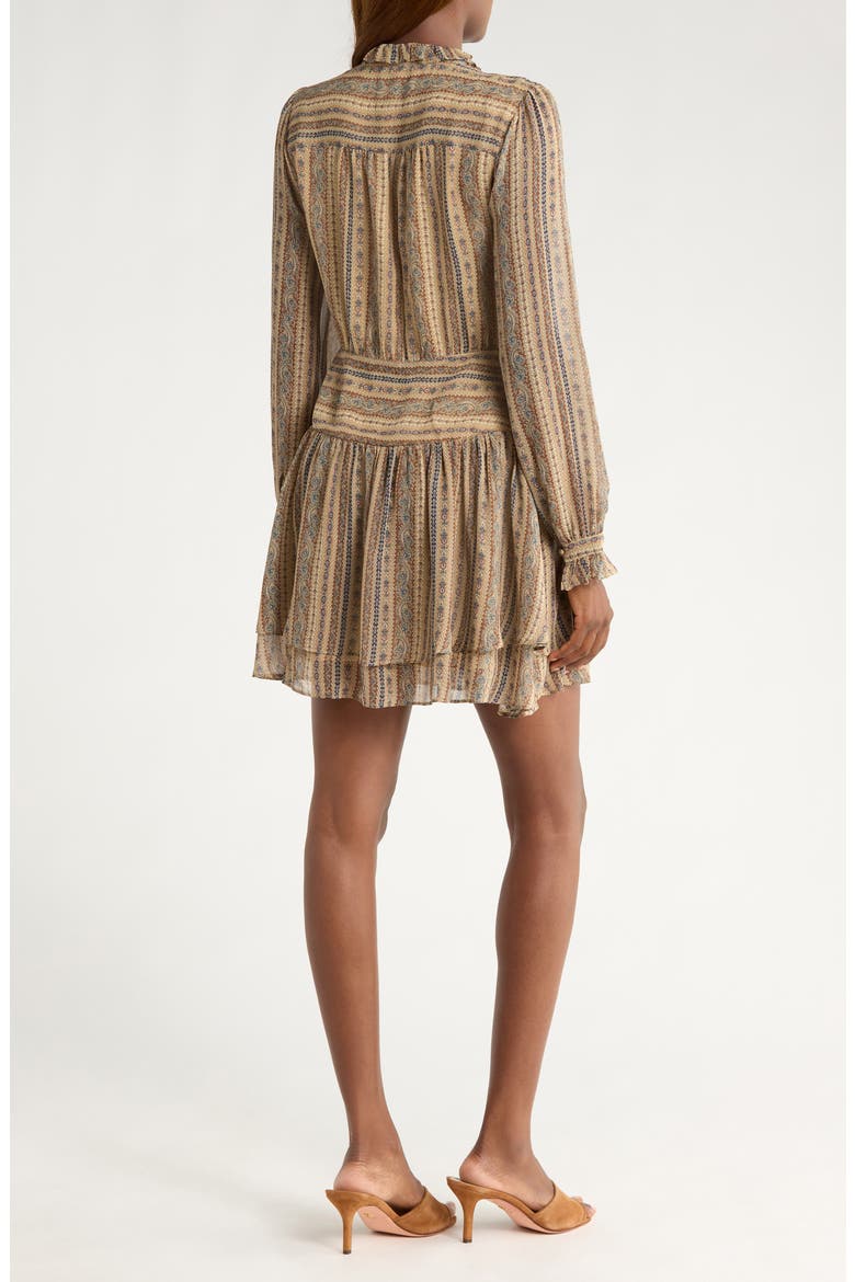 Nantes Mixed Print Long Sleeve Silk Chiffon Dress, Alternate, color, BROWN MULTI