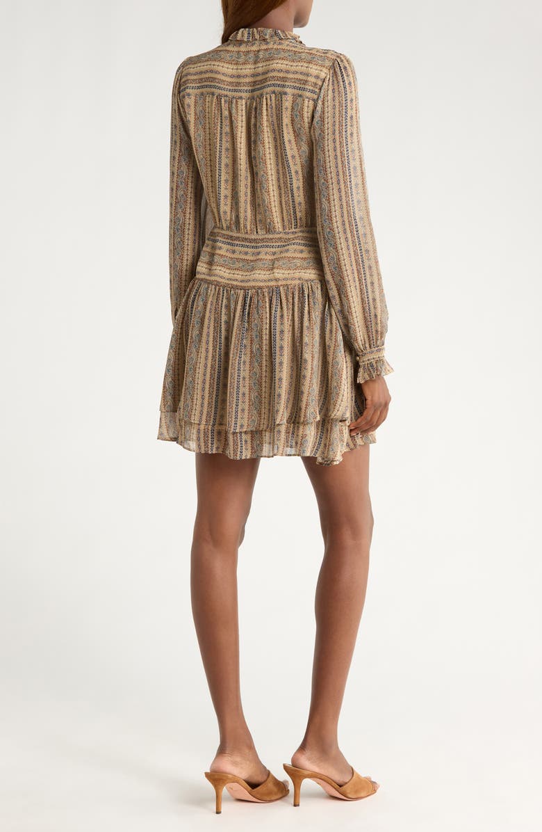 PAIGE Nantes Mixed Print Long Sleeve Silk Chiffon Dress, Alternate, color, Brown Multi