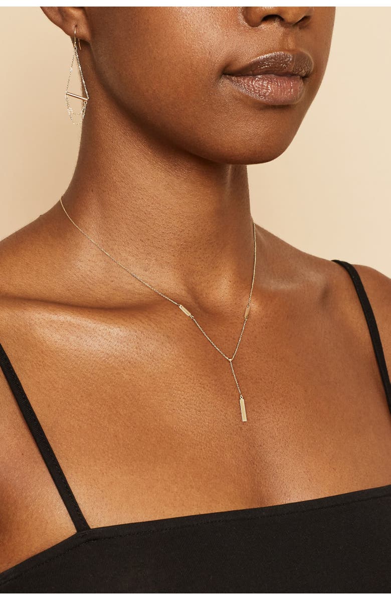 Oradina 14K Gold Brooklyn Bar Drop Necklace, Alternate, color, Rose Gold