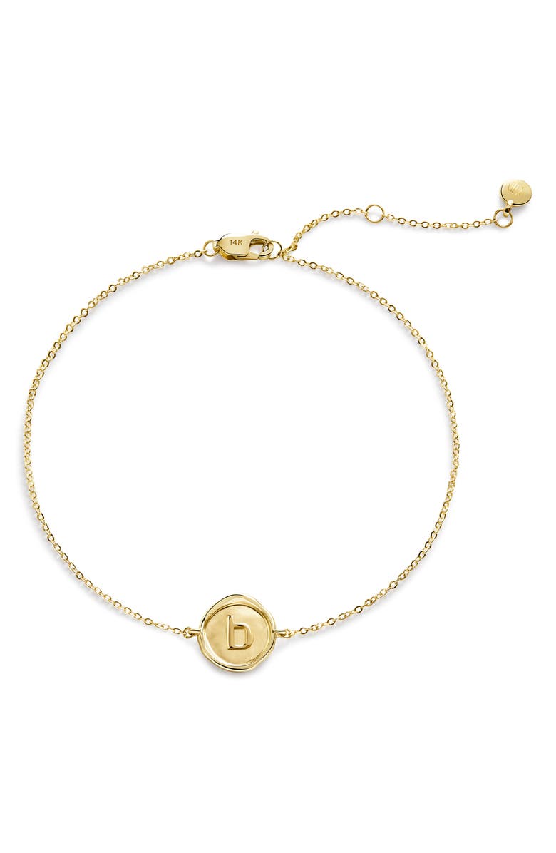 Monica Vinader Initial Stamp Charm Bracelet, Main, color, 14Kt Solid Gold B