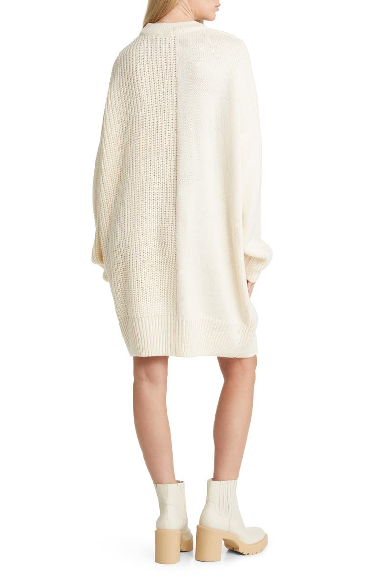 Topshop Long Sleeve Contrast Rib Sweater Dress, Alternate, color,