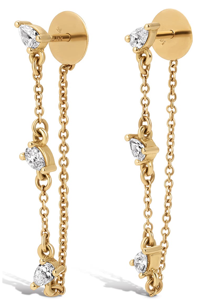 Lab Grown Pear Cut Diamond Chain Drop Earrings, Alternate, color, 14K YELLOW GOLD