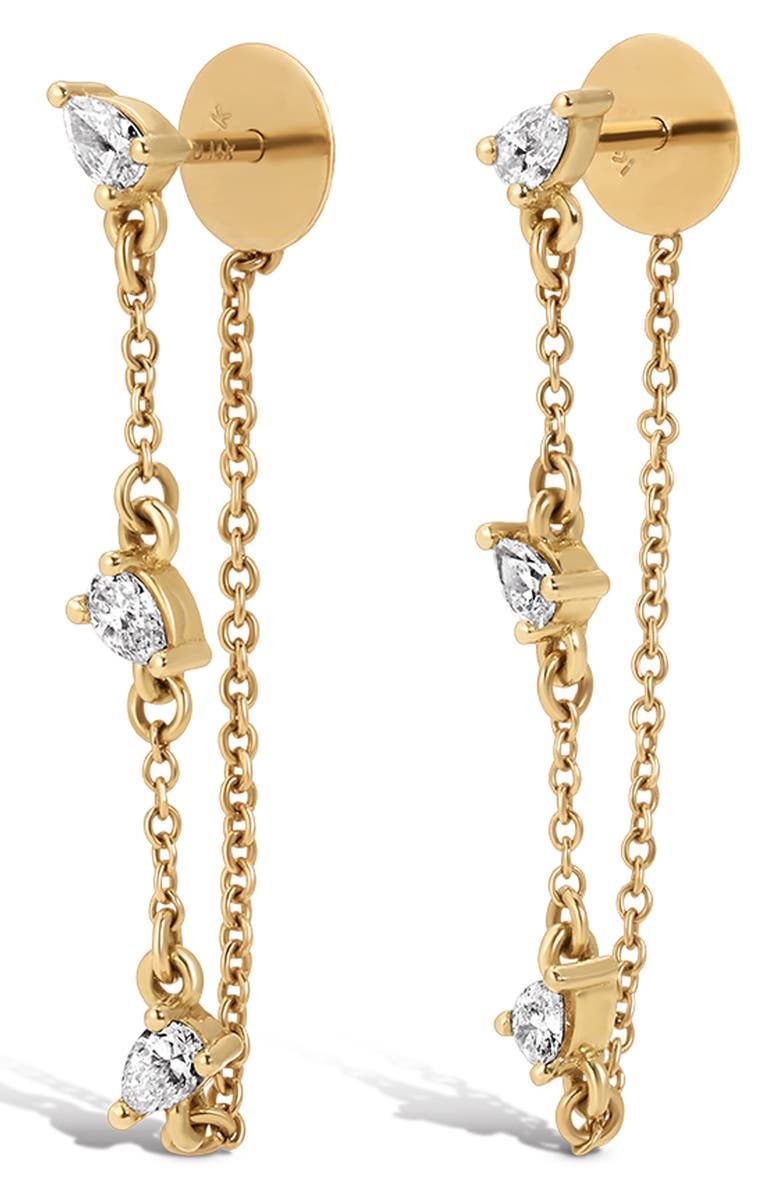 Adina Reyter Lab Grown Pear Cut Diamond Chain Drop Earrings, Alternate, color, 14K Yellow Gold
