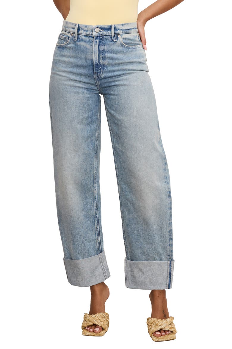 Good Standard High Waist Ankle Barrel Jeans, Main, color, INDIGO890