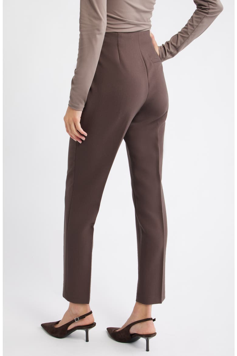 Icon Twill High Waist Cigarette Pants, Alternate, color, BROWN SEAL