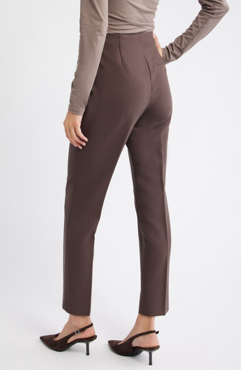 Open Edit Icon High Waist Ankle Cigarette Pants, Alternate, color, Brown Seal