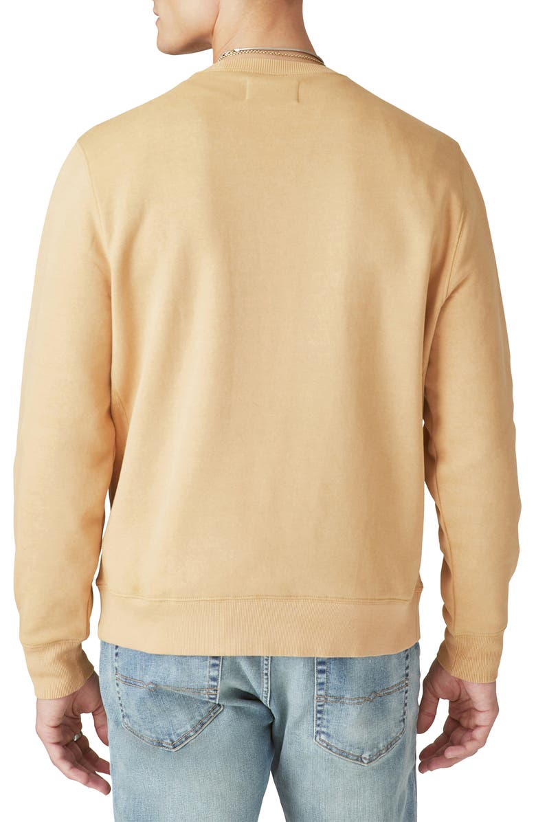 Lucky Brand Terry Crewneck Sweatshirt, Alternate, color, Buckthorn Brown