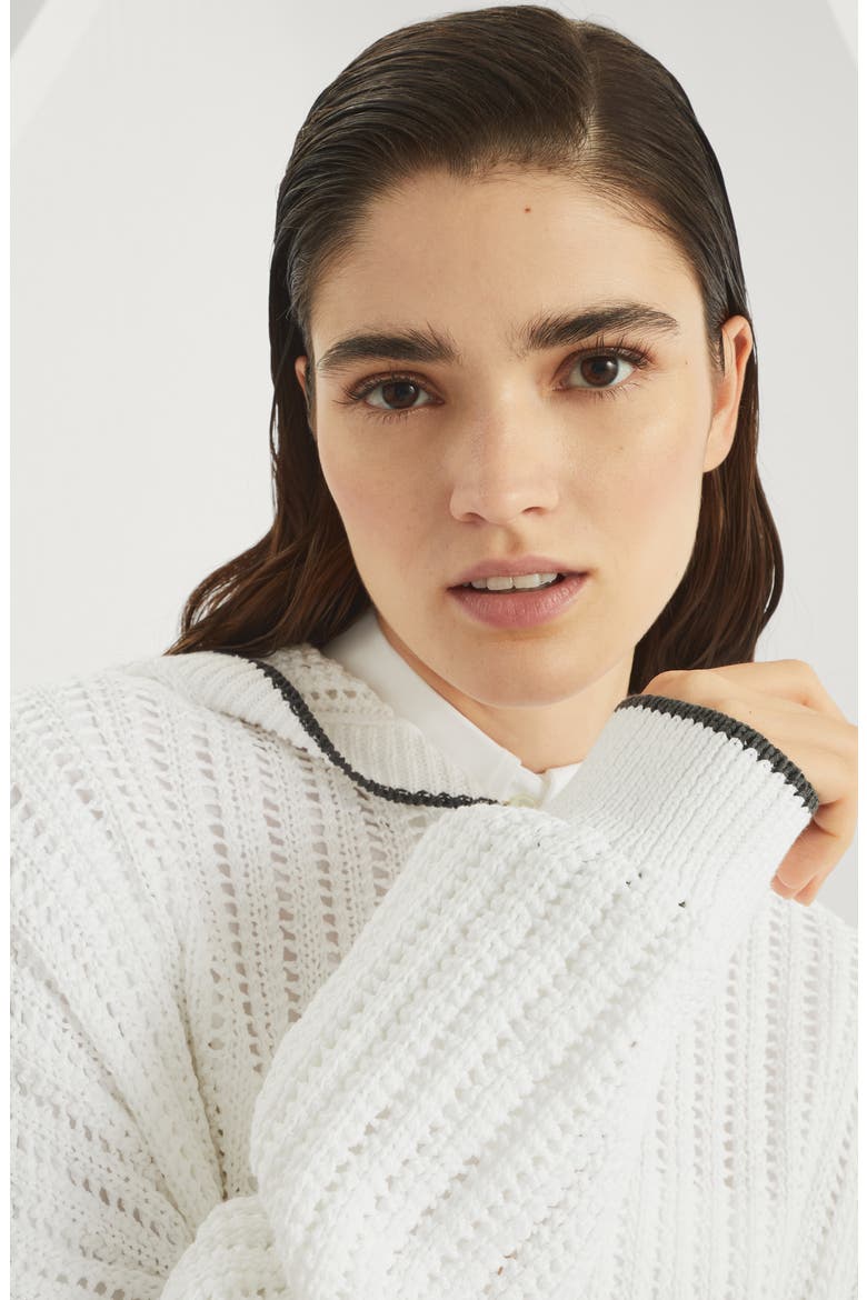 Sweatshirt with monili, Alternate, color, White