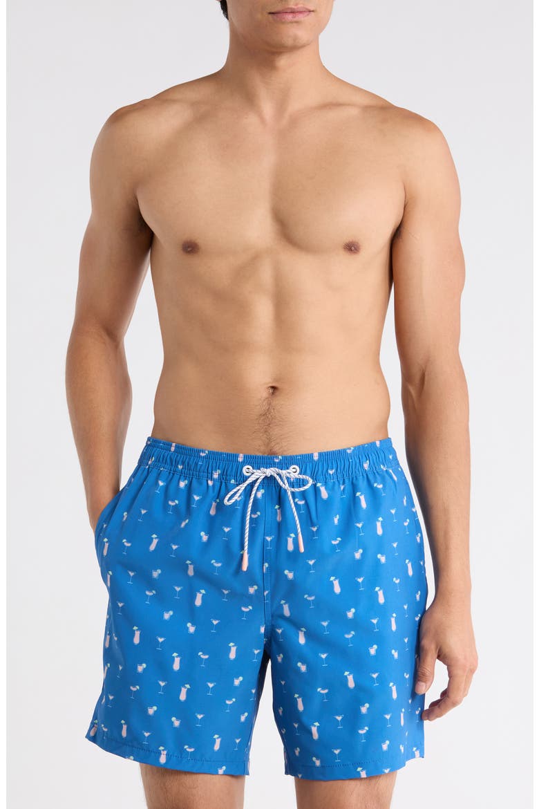 Stretch Waist 6.5-Inch Swim Trunks, Main, color, DARK BLUE