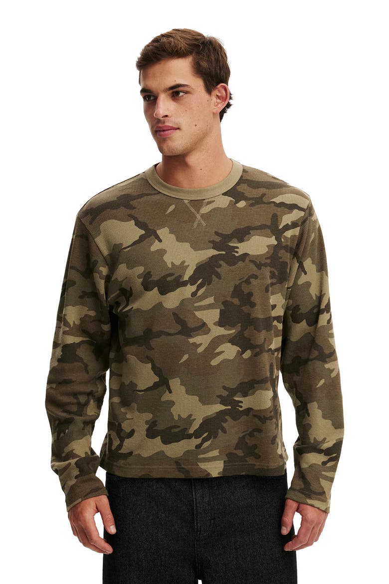 Men's Cropped Fit Textured Long Sleeve, Main, color, Camo Waffle