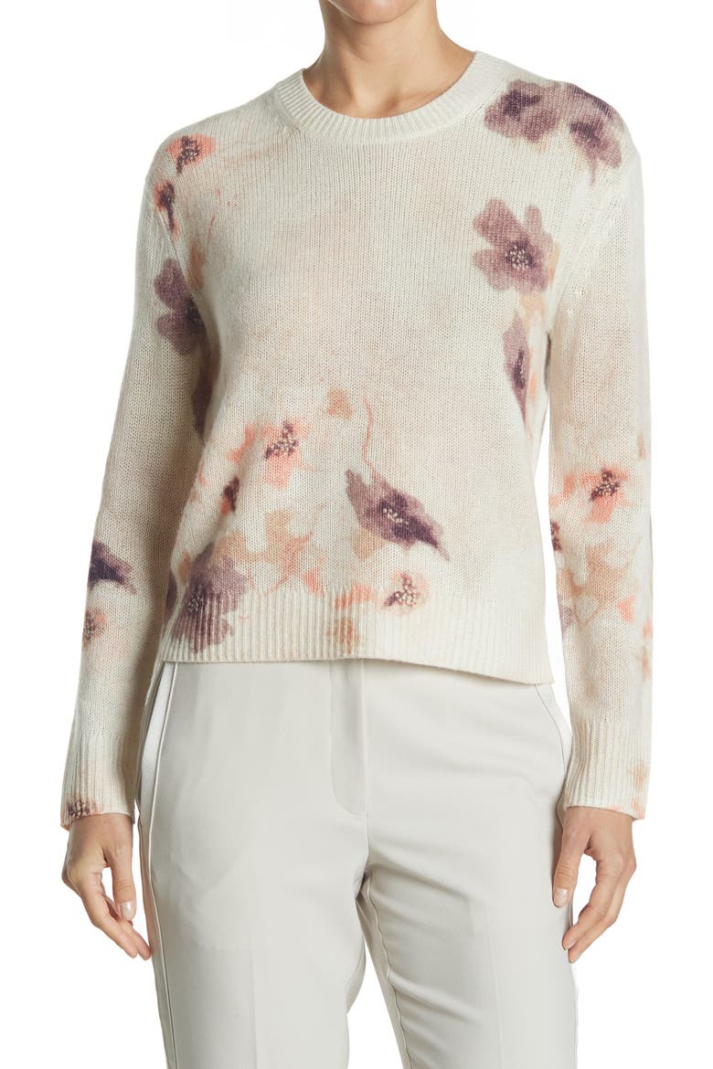 Paula Tie Dye Cashmere Pullover Sweater, Main, color, SMOKE PINK COMBO