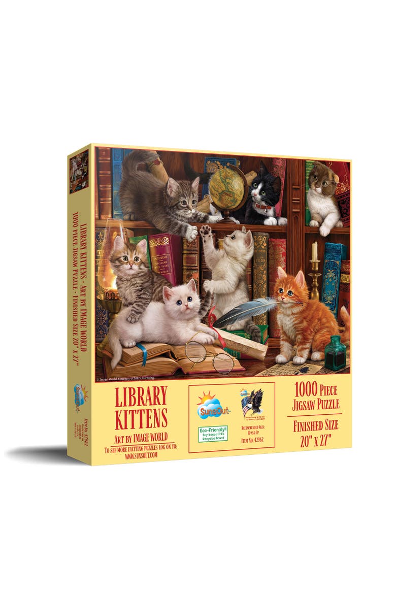 Library Kittens 1000 piece Jigsaw Puzzle for Adults, Main, color, Multicolor
