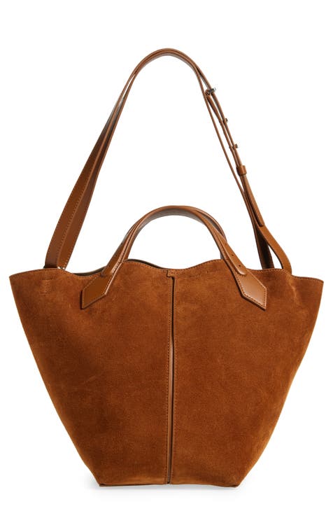 #61 Brown Suede Leather selling Handbag