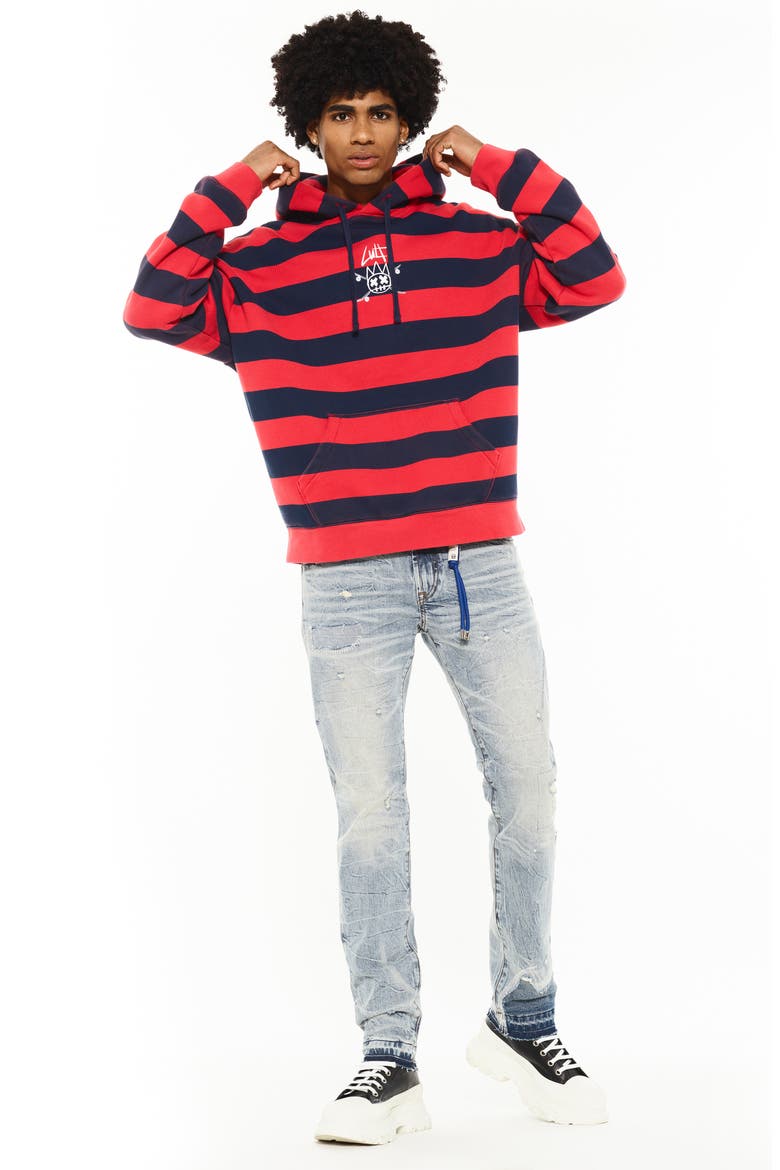 Stripe Graphic Hoodie, Alternate, color, ROUGE RED/ MIDNIGHT/ BLUE