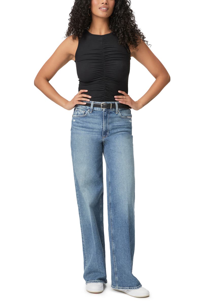 PAIGE Sidonia Ruched Rib Tank, Alternate, color, Black