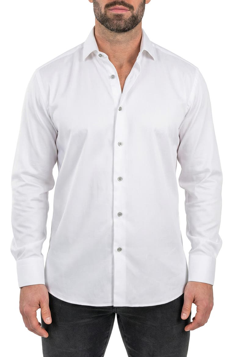 Fibonacci Contemporary Fit Button-Up Shirt, Main, color, WHITE