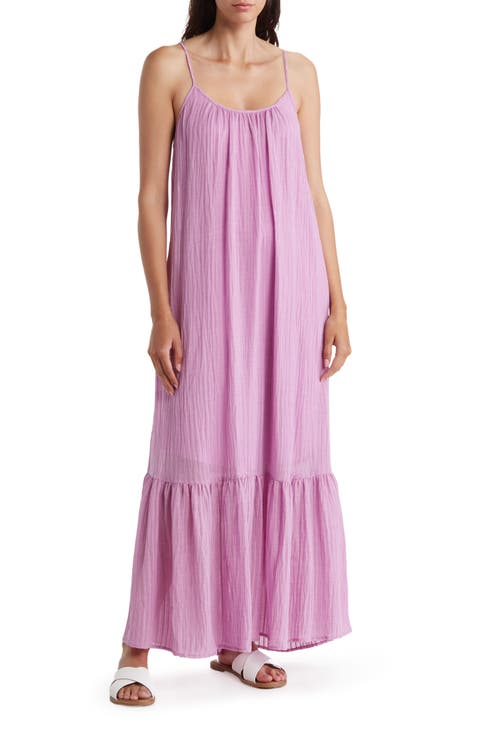 Stripe Ruffle Hem Maxi Dress