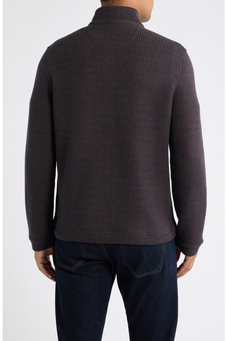 Marled Rib Knit Zip Jacket, Alternate, color, NAVY/ BROWN