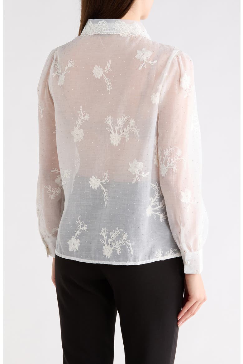 Embroidered Long Sleeve Top, Alternate, color, WHITE