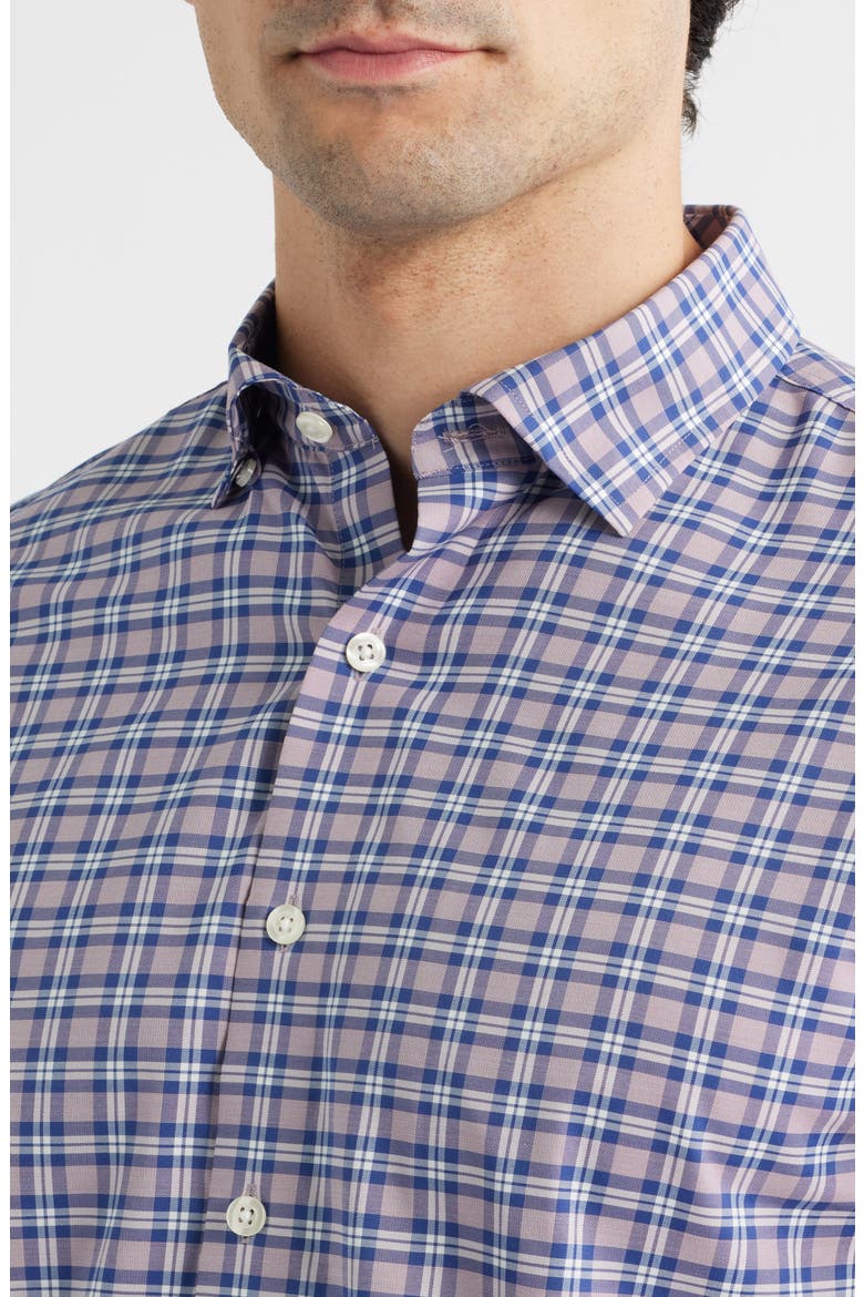 Mayes Plaid Nylon Blend Button-Down Shirt, Alternate, color, MALIBU RED