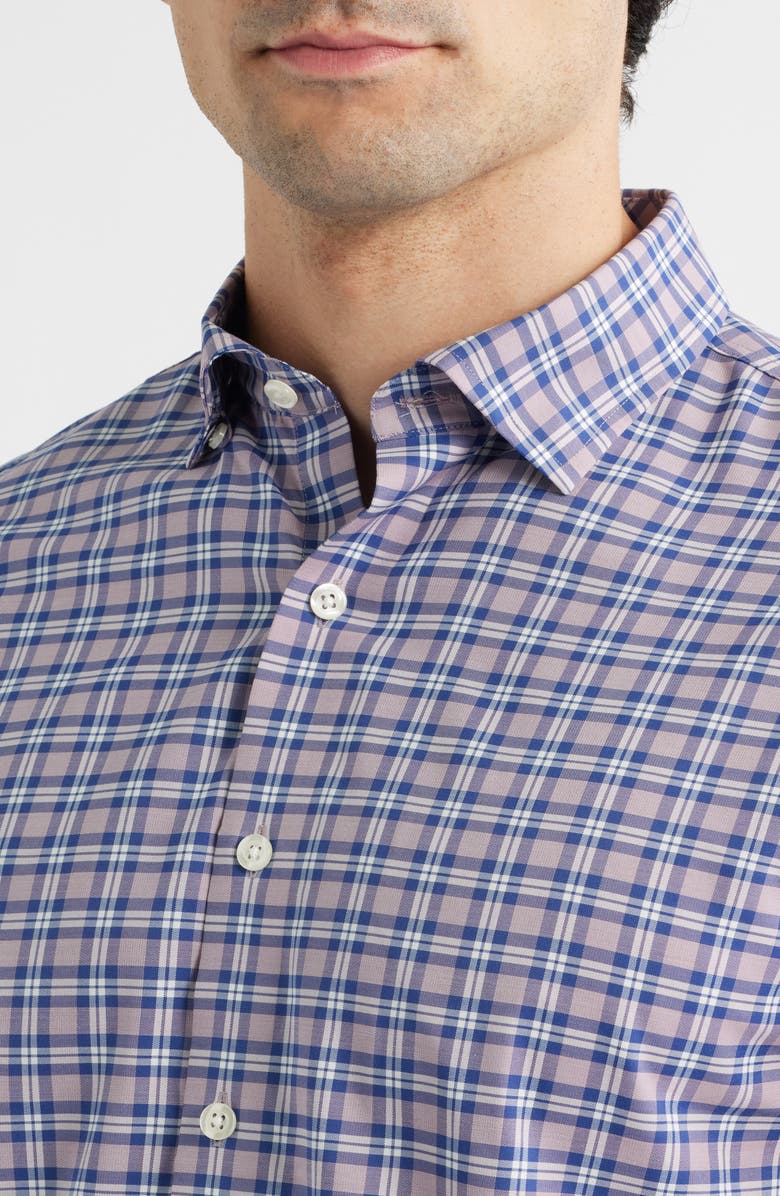 johnnie-O Mayes Plaid Nylon Blend Button-Down Shirt, Alternate, color, Malibu Red