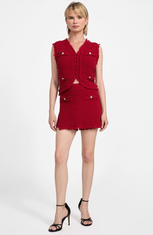 Guess Malina Bouclé Ottoman Stitch Vest In Red