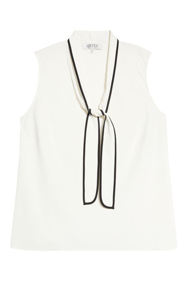 Tie Neck Sleeveless Top, Alternate, color, VANILLA ICE/ BLACK