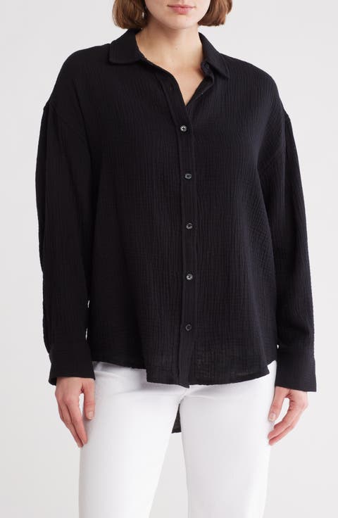 Gauze Boyfriend Button-Up Shirt