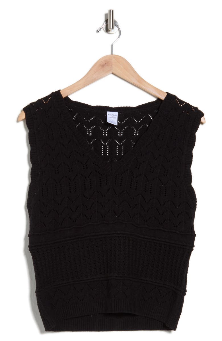 Melrose and Market Mixed Stitch Sweater Vest, Alternate, color, Black