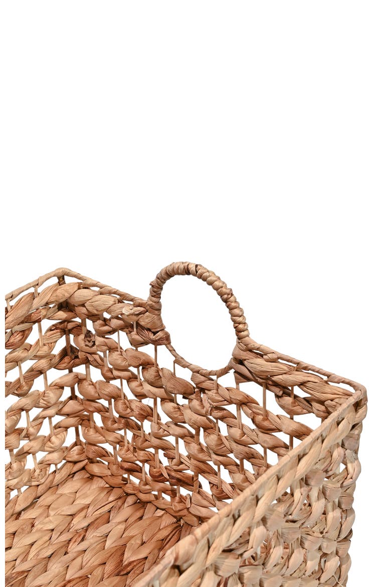 Quinn Bohemian Cottage Woven Hyacinth Rectangular Storage Baskets with Handles,, Alternate, color, Natural