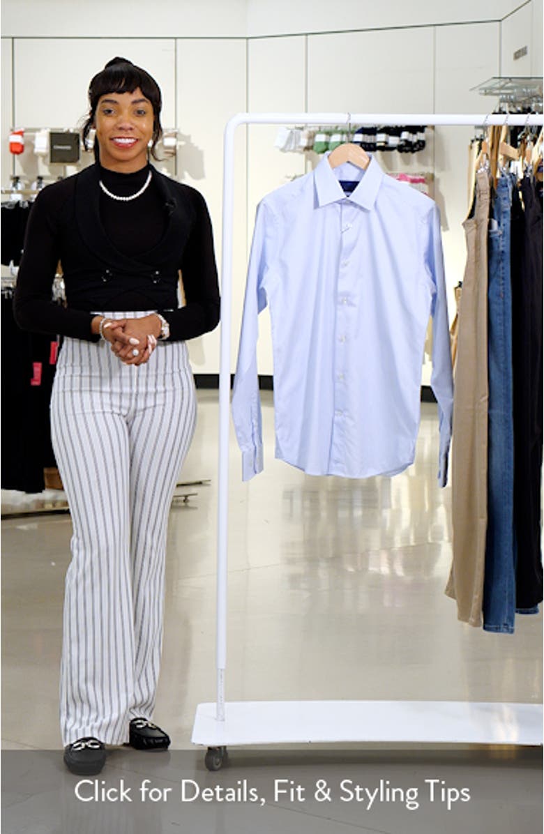 Slim Fit Pinstripe Cotton Twill Dress Shirt, sales video thumbnail