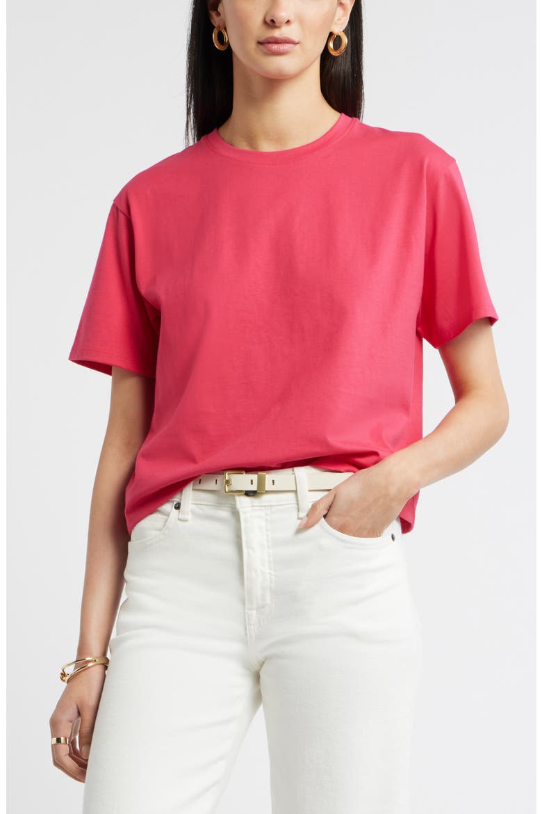 Relaxed Fit Pima Cotton Crewneck T-Shirt, Main, color, RED JAZZY