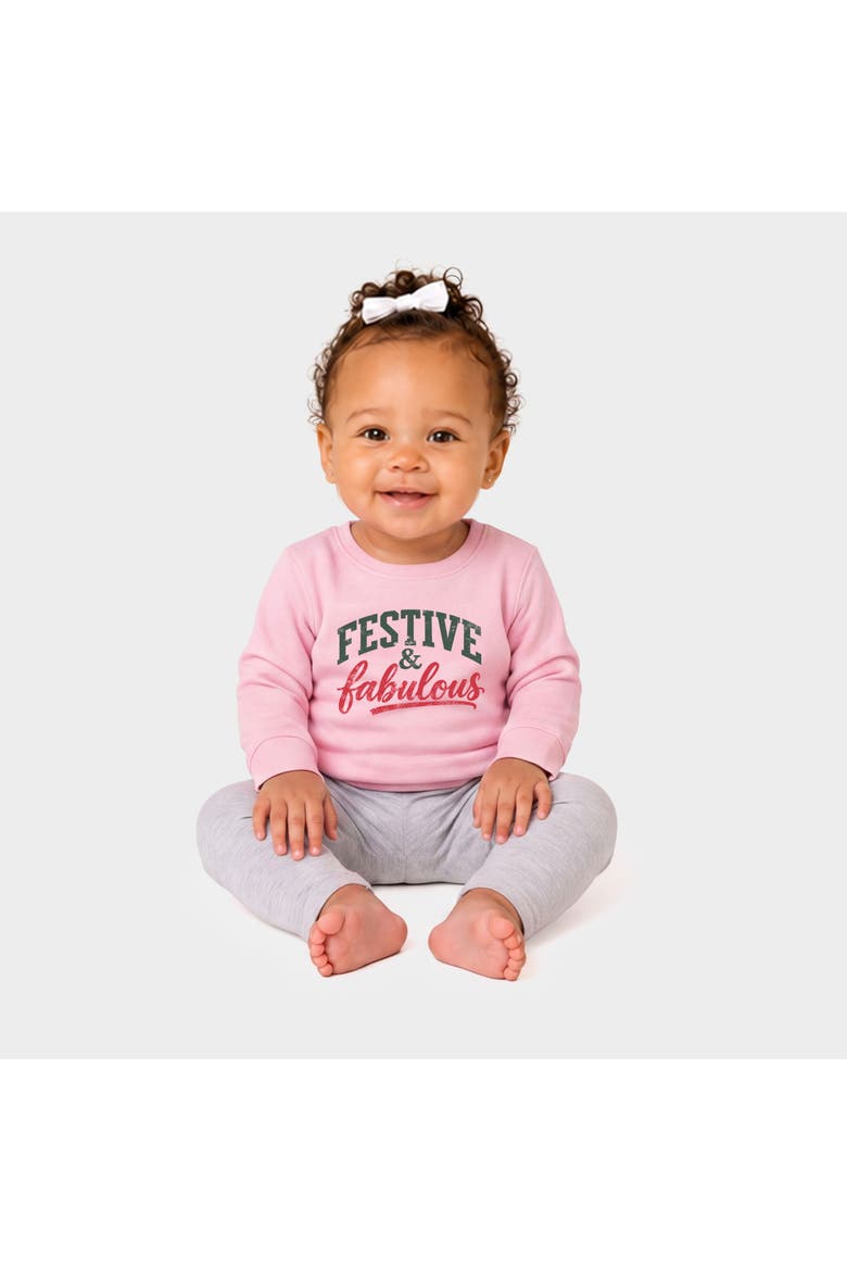 Festive & Fabulous Crew Fleece Sweatshirt Baby, Alternate, color, Pink