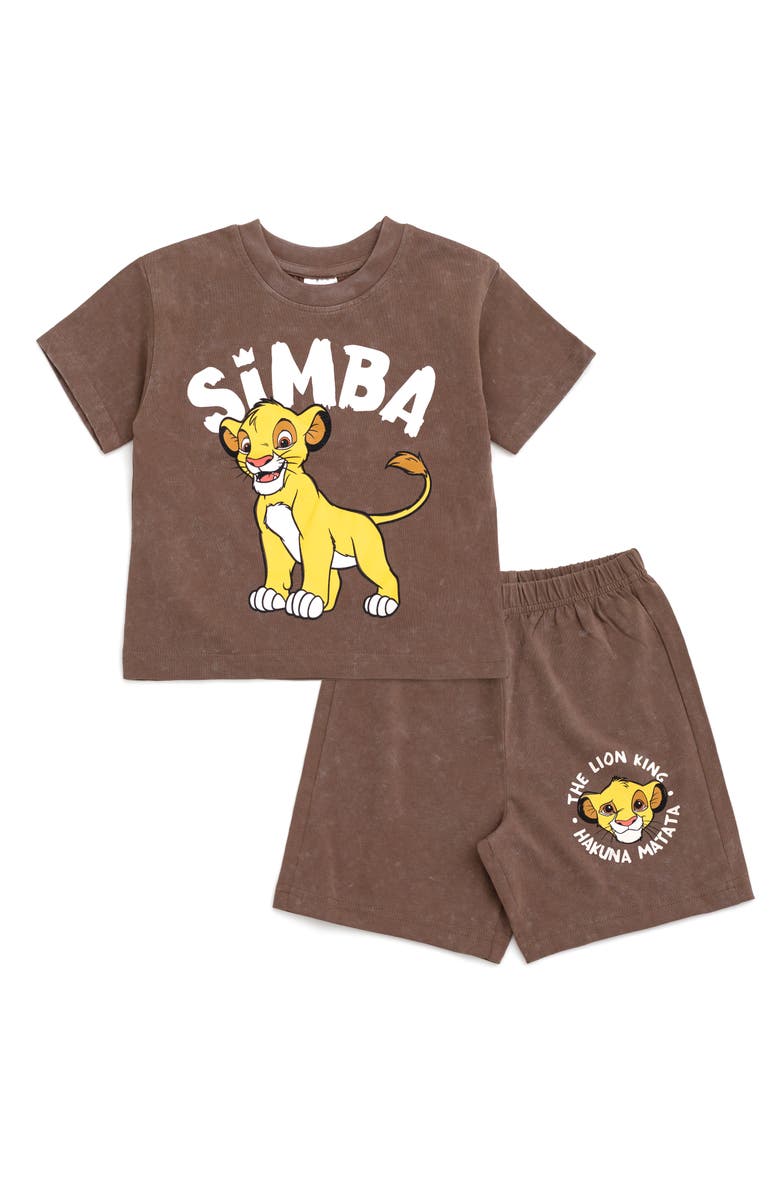 Disney Lion King 2-Piece T-Shirt and Shorts Set, Main, color, Deep Taupe Simba
