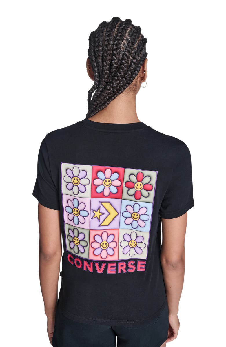 Converse Flower Grid T-Shirt, Alternate, color, Converse Black