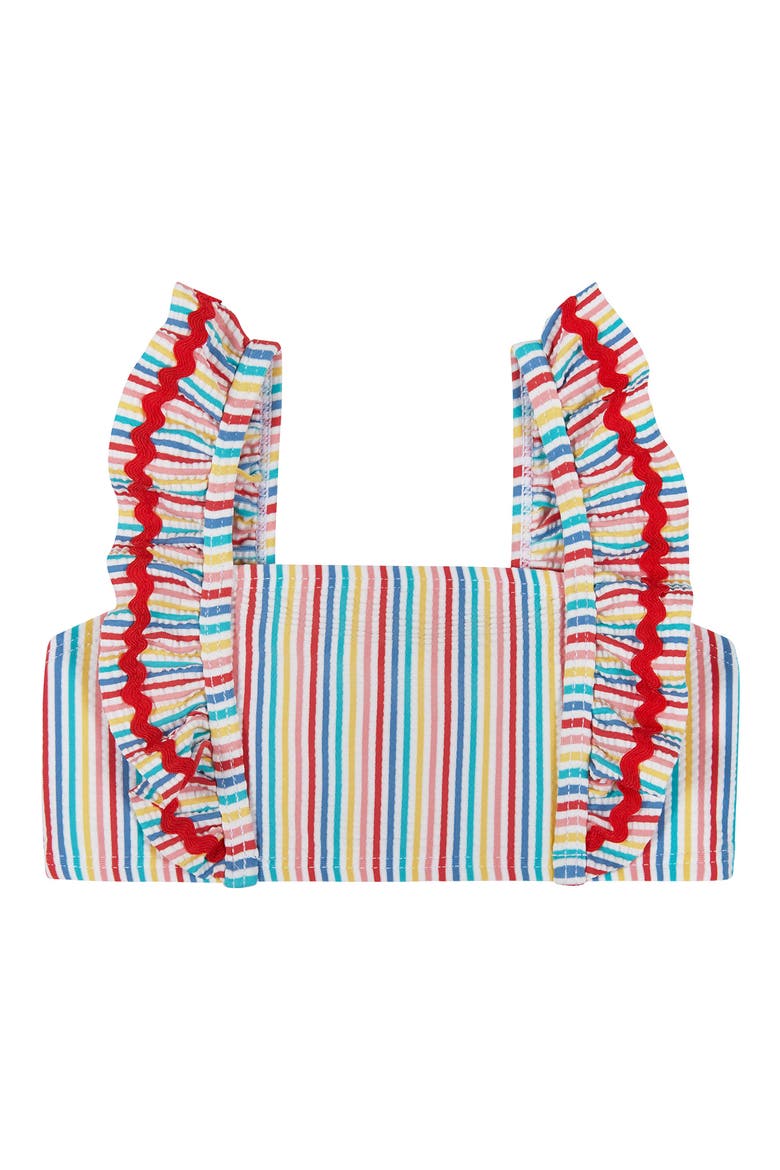 Three-Piece Ruffle Trim Bikini & Headband Set, Alternate, color, RAINBOW