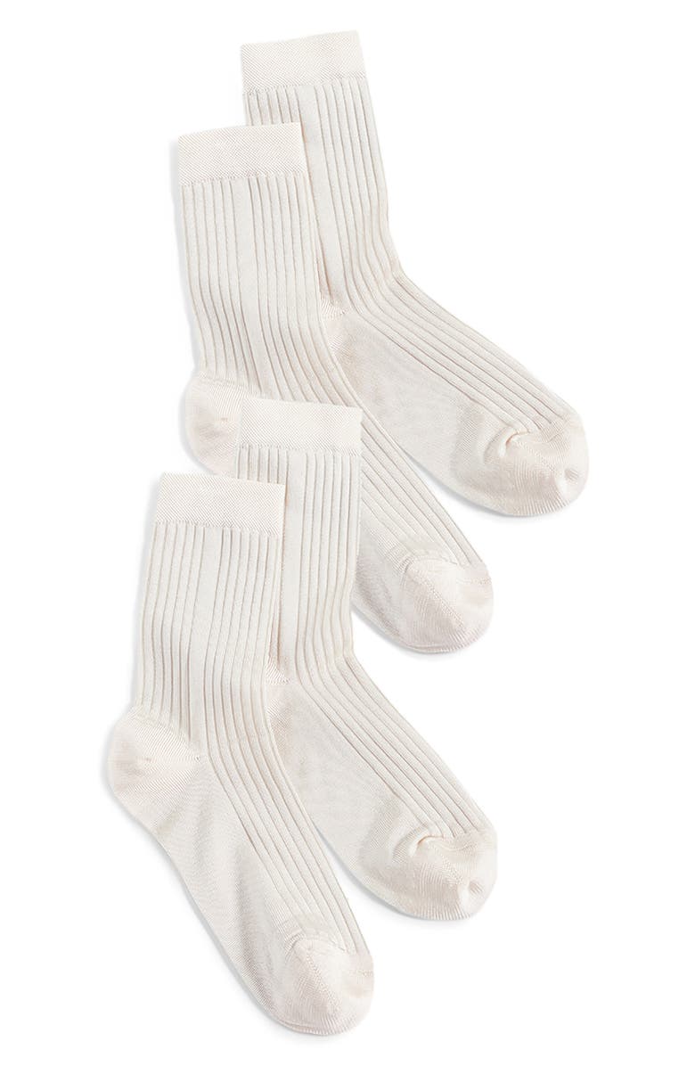 Stems Silky Blend Assorted 2-Pack Rib Crew Socks, Main, color, Ivory