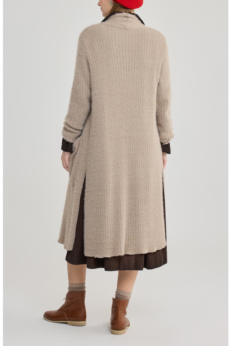 Lou Shaggy Knit Cardigan, Alternate, color, Beige