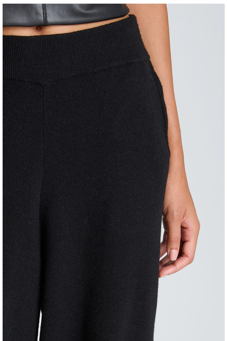 Wool & Cashmere Blend Barrel Leg Sweater Pants, Alternate, color, BLACK