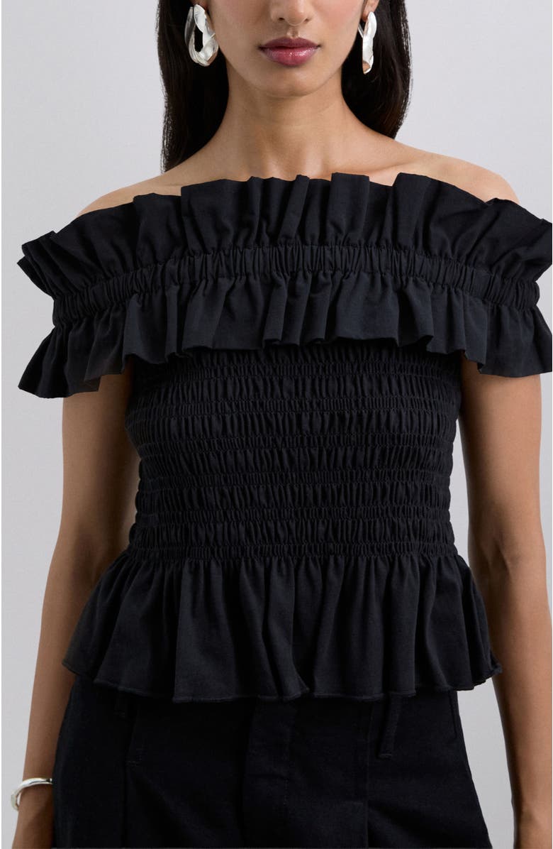 Scalpers Offshoulderpoplin Tee, Main, color, Black