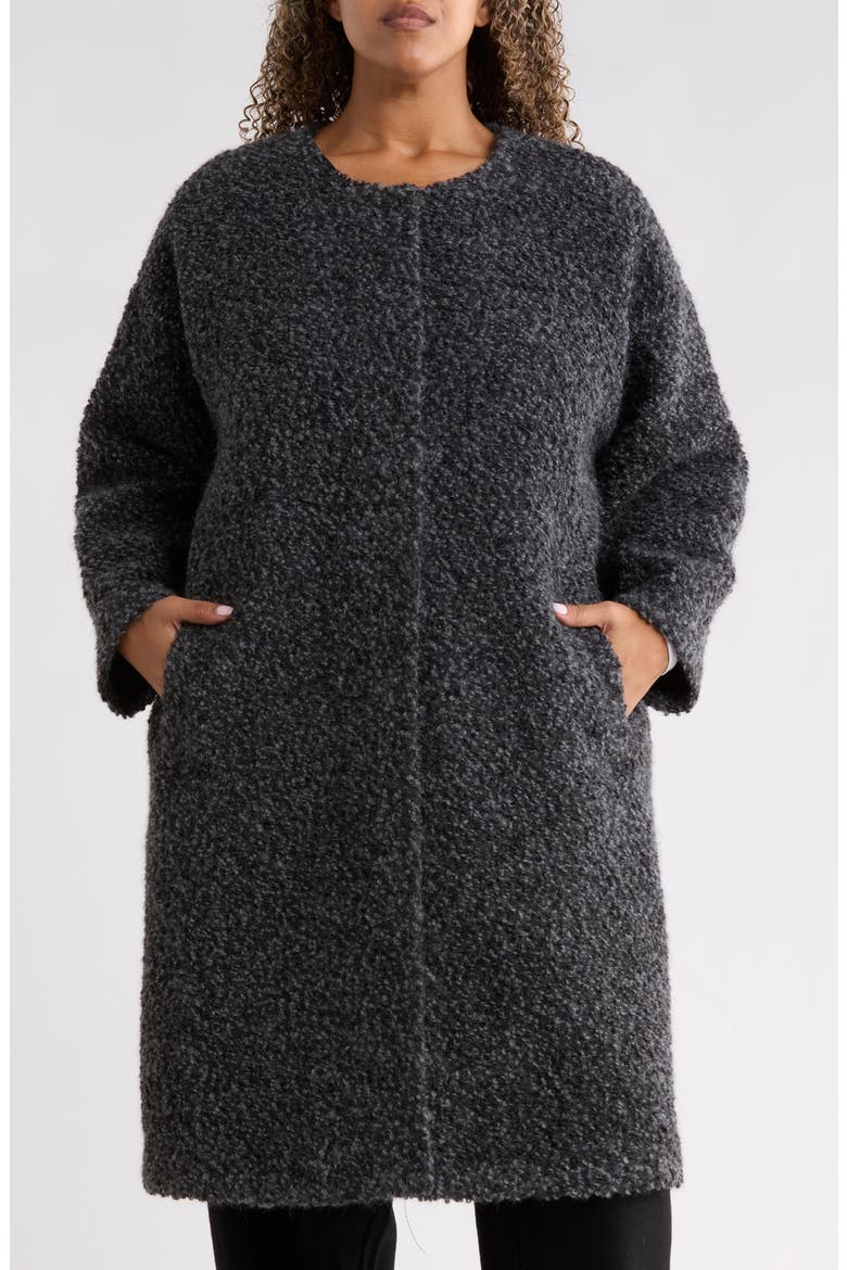 Round Neck Coat, Alternate, color, CHARCOAL/ ASH