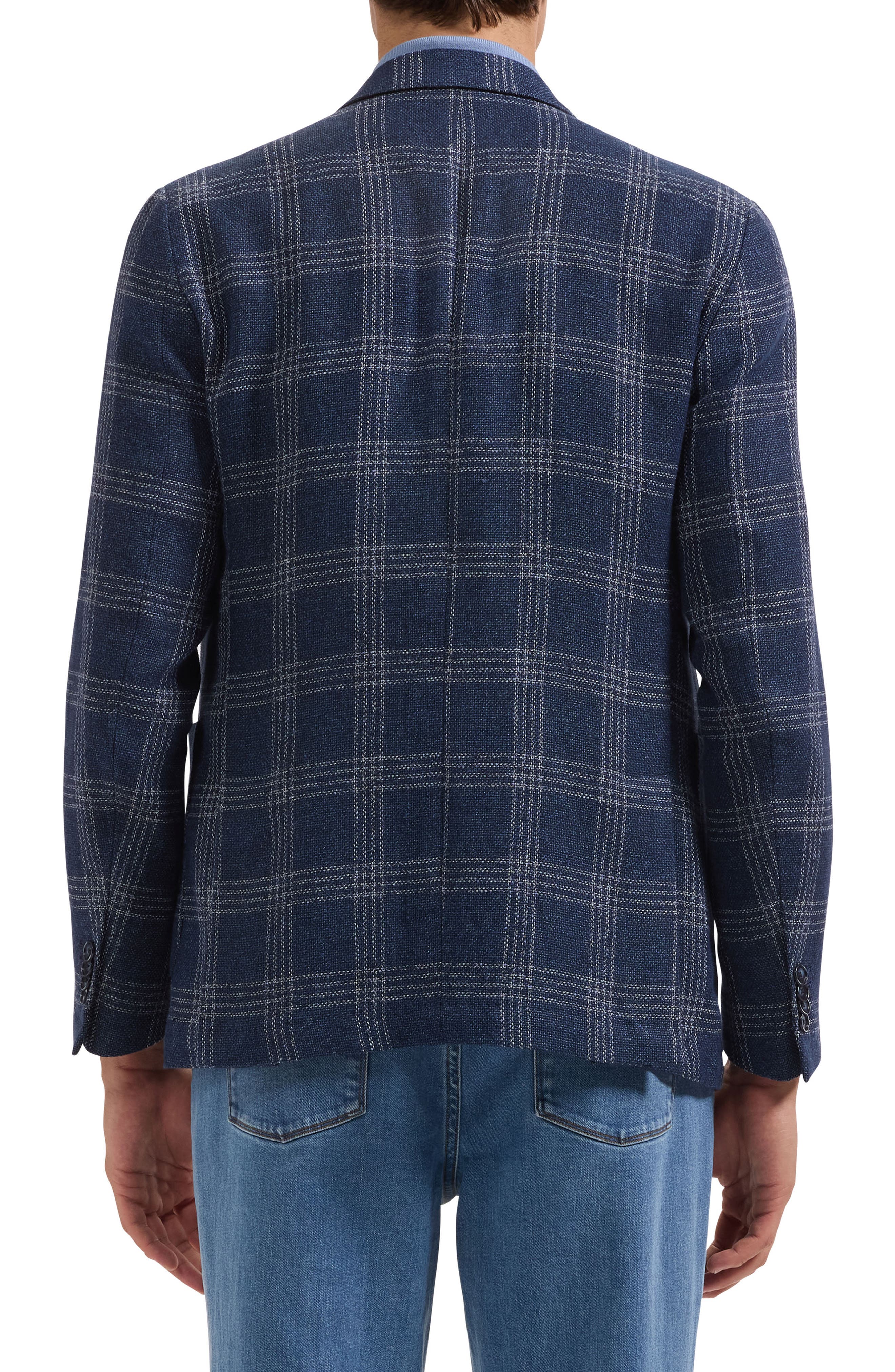 Windowpane Check Cotton & Linen Blend Blazer - image 2
