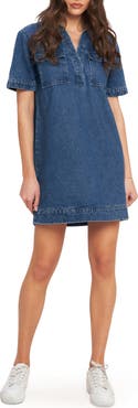 FLYING TOMATO Short Sleeve Denim Minidress