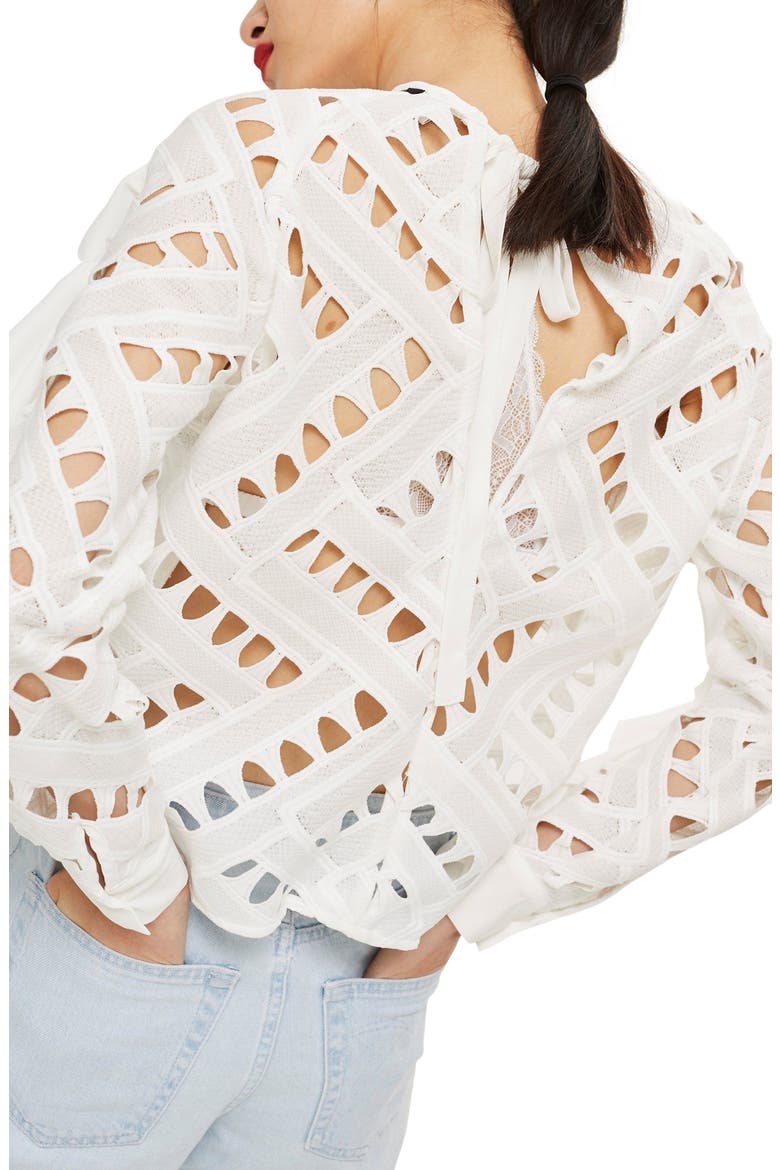 Zigzag Lace Top, Alternate, color, IVORY