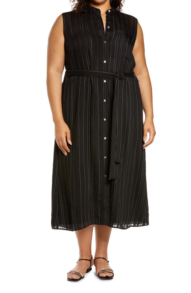 Vince Stripe Sleeveless Shirtdress, Main, color,