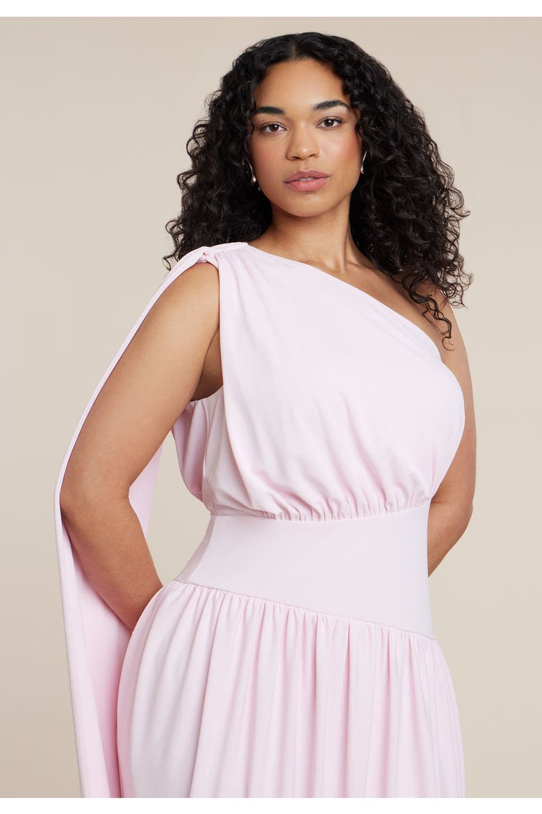 One Shoulder Draped Maxi Dress, Alternate, color, PINK LADY